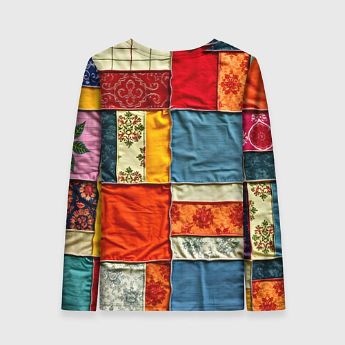 Женский лонгслив Пэчворк из ярких тканей / 3D-принт – фото 2