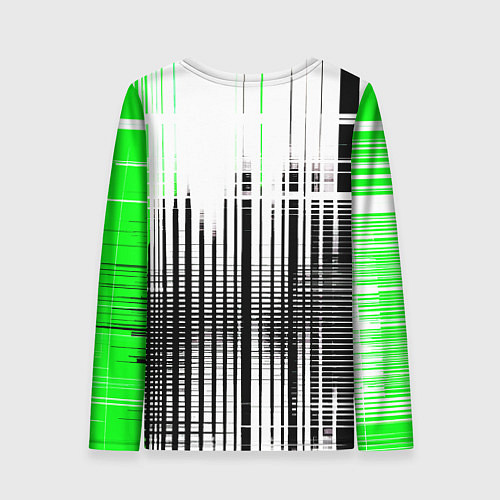 Женский лонгслив Зелёно-чёрный гранж на белом фоне / 3D-принт – фото 2