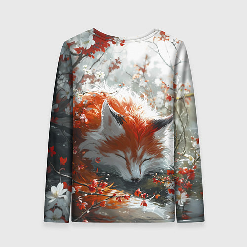 Женский лонгслив Милая лисичка в лесу / 3D-принт – фото 2