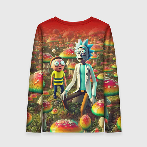 Женский лонгслив Рик и Морти заблудились в мухоморном поле / 3D-принт – фото 2
