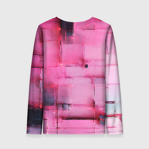 Женский лонгслив Чёрные пятна на розовом фоне абстракция / 3D-принт – фото 2