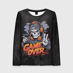 Женский лонгслив Скелет геймер с геймпадом