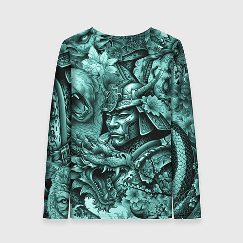 Женский лонгслив Драконы самурай медведь и волк в стиле тату / 3D-принт – фото 2