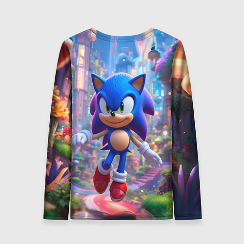 Женский лонгслив Соник в красочной стране / 3D-принт – фото 2