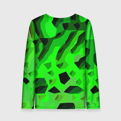 Женский лонгслив Чёрно-зелёная пористая абстракция / 3D-принт – фото 2