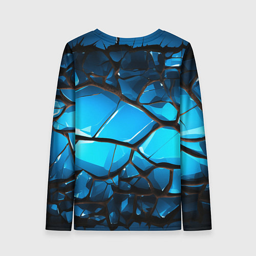 Женский лонгслив Синяя текстура объемных плит / 3D-принт – фото 2