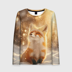 Женский лонгслив Довольная рыжая лисичка