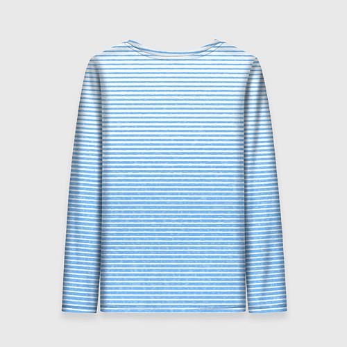 Женский лонгслив Белый с голубым текстурный в полоску / 3D-принт – фото 2