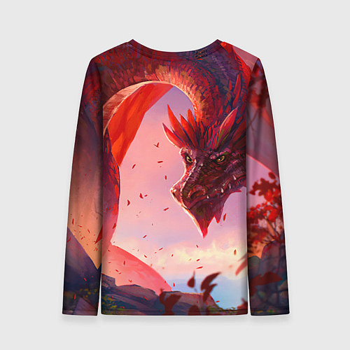 Женский лонгслив Дракон красный мифический / 3D-принт – фото 2