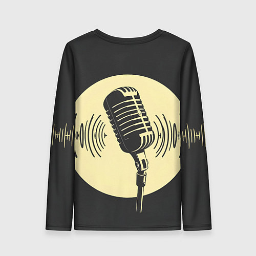 Женский лонгслив Микрофон на черном фоне / 3D-принт – фото 2