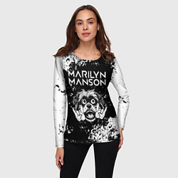 Лонгслив женский Marilyn Manson рок пес, цвет: 3D-принт — фото 2