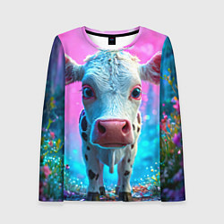 Женский лонгслив Коровка в сказочном лесу