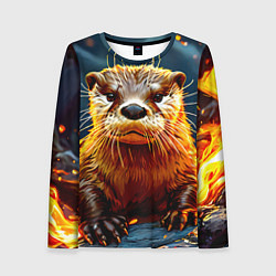 Лонгслив женский Выдра в огне, цвет: 3D-принт