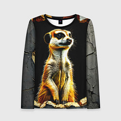 Женский лонгслив Сурикат на черном