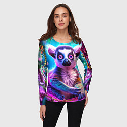 Лонгслив женский Лемур в сказочном лесу, цвет: 3D-принт — фото 2