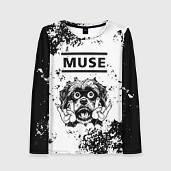 Лонгслив женский Muse - рок пес, цвет: 3D-принт