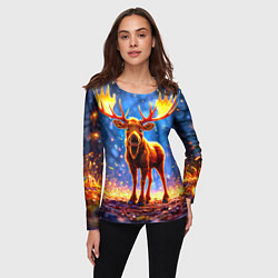 Лонгслив женский Лосенок в лесу, цвет: 3D-принт — фото 2