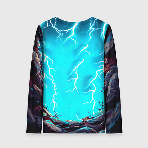 Женский лонгслив Корова в разрядах молнии / 3D-принт – фото 2
