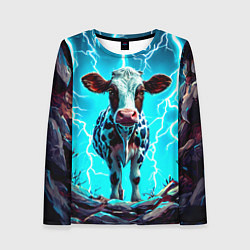 Женский лонгслив Корова в разрядах молнии