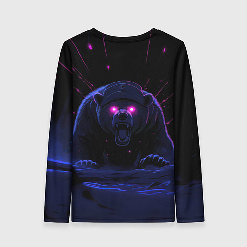 Женский лонгслив Россия агрессивный медведь / 3D-принт – фото 2