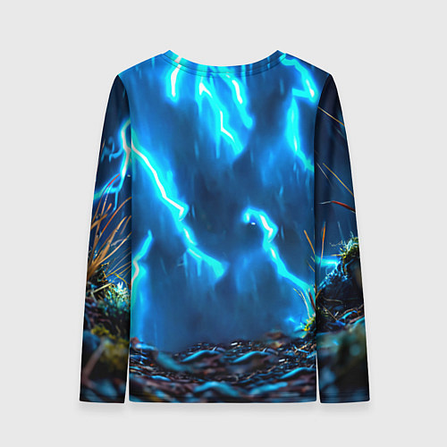 Женский лонгслив Заяц в разрядах молний / 3D-принт – фото 2