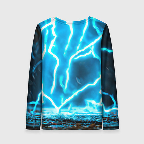 Женский лонгслив Черный ворон в разрядах молнии / 3D-принт – фото 2