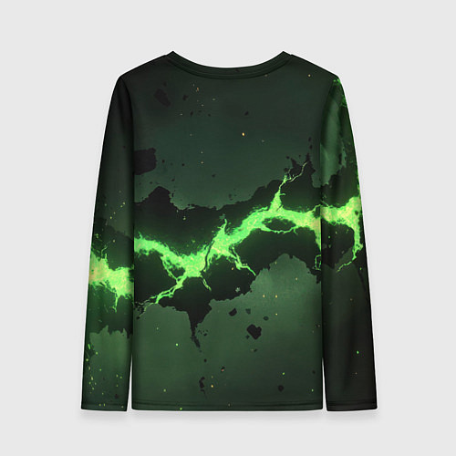 Женский лонгслив Неоновая плита с зеленым разломом / 3D-принт – фото 2