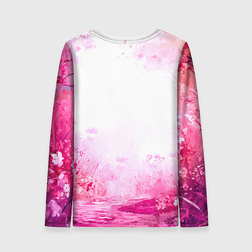 Женский лонгслив Белая лошадь с розовой гривой / 3D-принт – фото 2