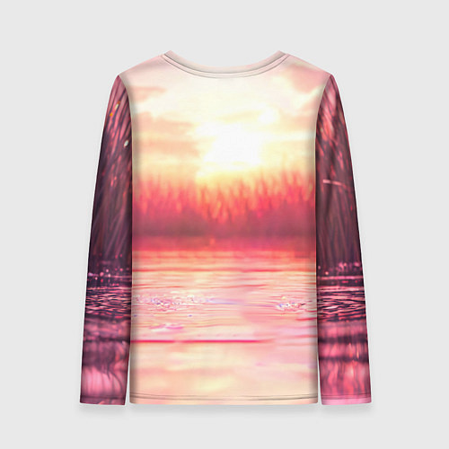 Женский лонгслив Уточка на розовом озере / 3D-принт – фото 2