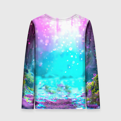 Женский лонгслив Пингвин в неоновых искрах / 3D-принт – фото 2