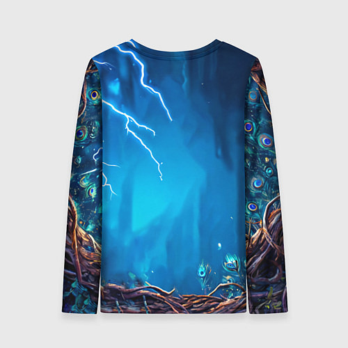 Женский лонгслив Павлин и молния / 3D-принт – фото 2