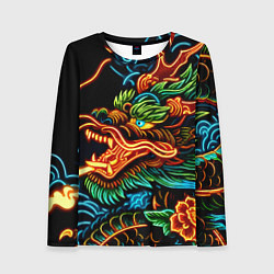 Женский лонгслив Japanese neon dragon - irezumi