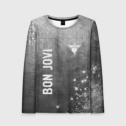 Лонгслив женский Bon Jovi - grey gradient вертикально, цвет: 3D-принт