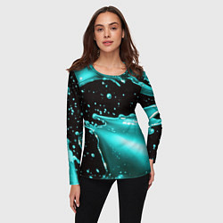 Лонгслив женский Разрыв голубой краски, цвет: 3D-принт — фото 2