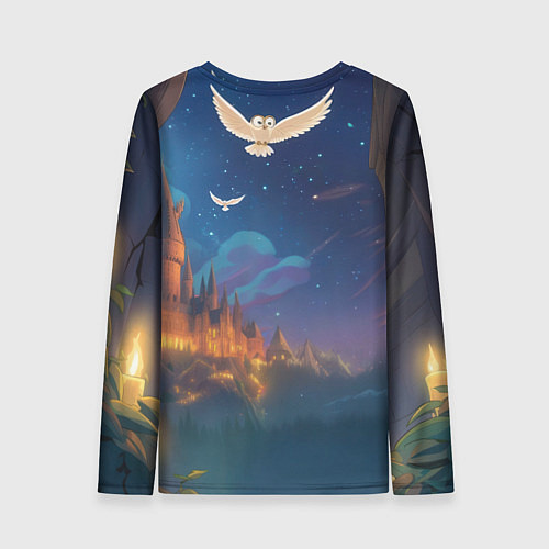 Женский лонгслив Удивленный Гарри Поттер и сова / 3D-принт – фото 2