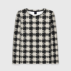 Лонгслив женский Черно белая гусиная лапка, цвет: 3D-принт