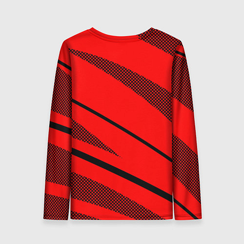 Женский лонгслив Красный с чёрным абстракция полосы / 3D-принт – фото 2