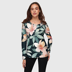 Лонгслив женский Цветочный паттерн, цвет: 3D-принт — фото 2