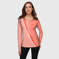Лонгслив женский Sport персиковый с полосой, цвет: 3D-принт — фото 2
