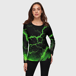 Лонгслив женский Зеленая молния разлома, цвет: 3D-принт — фото 2