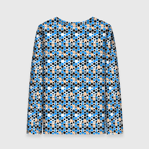 Женский лонгслив Киберпанк шестиугольники синие / 3D-принт – фото 2