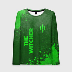 Лонгслив женский The Witcher - green gradient вертикально, цвет: 3D-принт