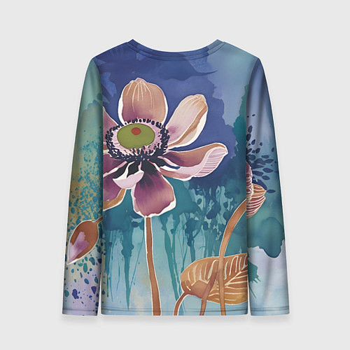 Женский лонгслив Красочный цветок / 3D-принт – фото 2