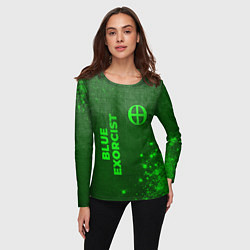 Лонгслив женский Blue Exorcist - green gradient вертикально, цвет: 3D-принт — фото 2