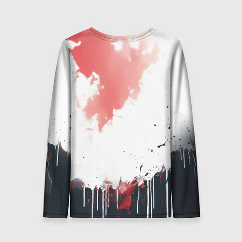 Женский лонгслив Голова Джокера бело-черный стиль / 3D-принт – фото 2