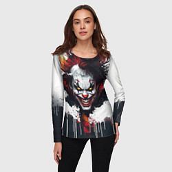 Лонгслив женский Голова Джокера бело-черный стиль, цвет: 3D-принт — фото 2
