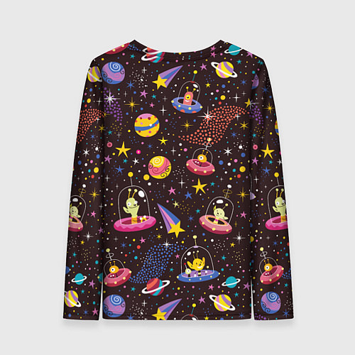 Женский лонгслив Мультяшные космические обитатели / 3D-принт – фото 2