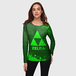 Лонгслив женский Zelda - green gradient, цвет: 3D-принт — фото 2