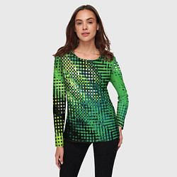 Лонгслив женский Чёрно-зелёный абстракция, цвет: 3D-принт — фото 2