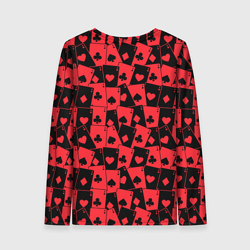 Женский лонгслив Тузы черно-красные / 3D-принт – фото 2